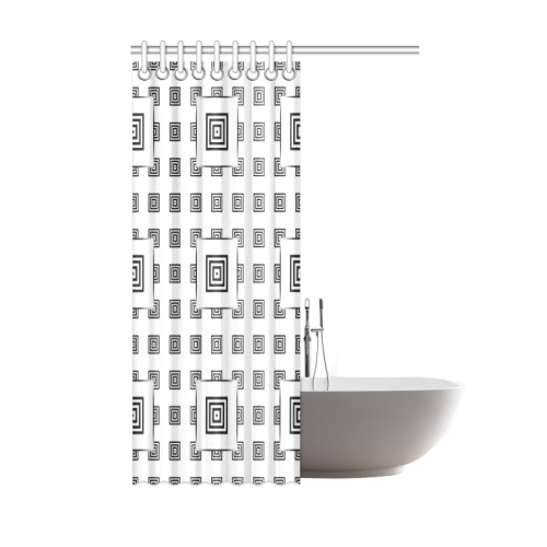Solid Squares Frame Mosaic Black & White Shower Curtain 48"x72"