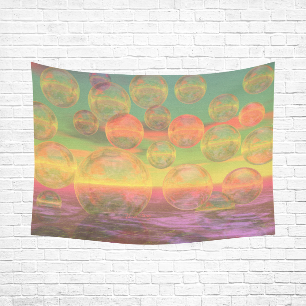 Autumn Ruminations, Abstract Gold Rose Glory Cotton Linen Wall Tapestry 80"x 60"