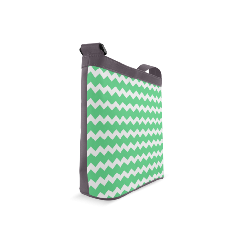 Modern Trendy Pastel Grey Green Zig Zag Pattern Chevron Crossbody Bags (Model 1613)