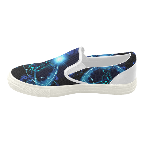 Key notes with glowing light Women's Slip-on Canvas Shoes (Model 019)