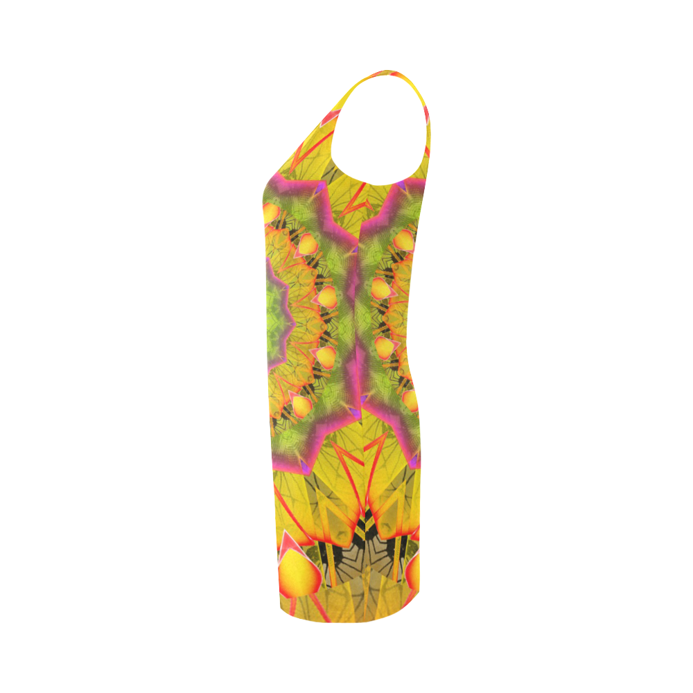 Beach Grass Golden Red Foliage Abstract Fall Days Medea Vest Dress (Model D06)