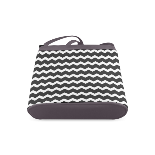 Modern Trendy Pastel Grey Black Zig Zag Pattern Chevron Crossbody Bags (Model 1613)