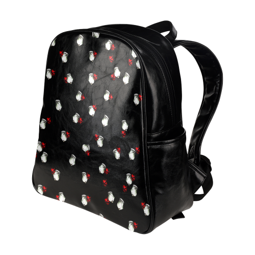 White and Red Roses Multi-Pockets Backpack (Model 1636)