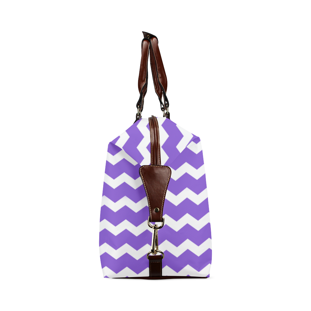 Modern Trendy Pastell Grey Lilac Zig Zag Pattern Chevron Classic Travel Bag (Model 1643)