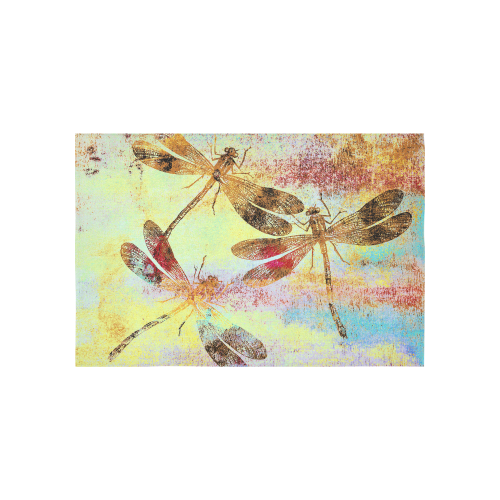 Mauritius Vintage Dragonflies Colours W Cotton Linen Wall Tapestry 60"x 40"