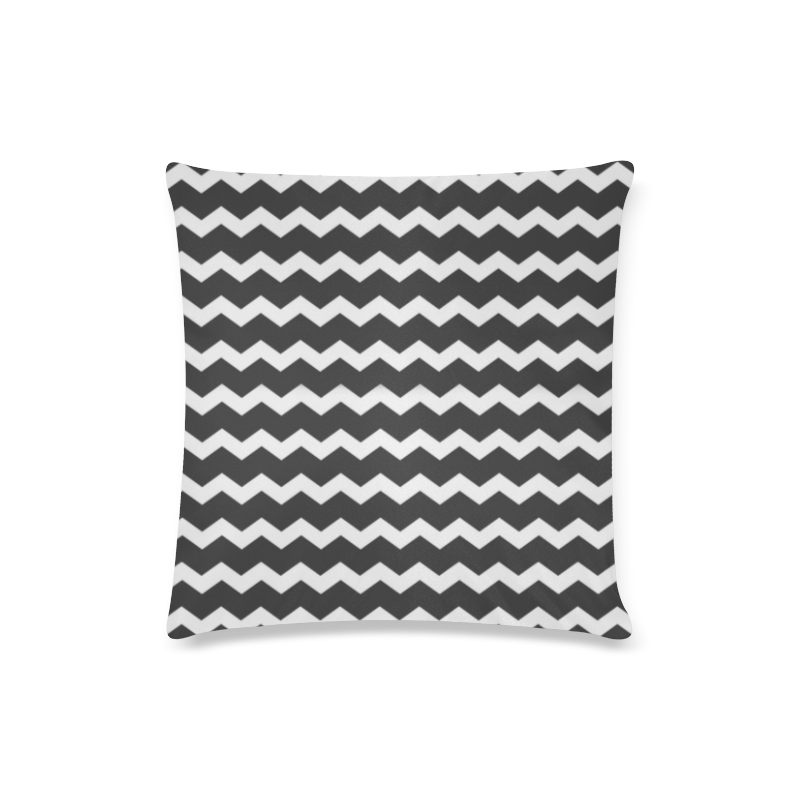 Modern Trendy Pastell Grey Black Zig Zag Pattern Chevron Custom Zippered Pillow Case 16"x16"(Twin Sides)