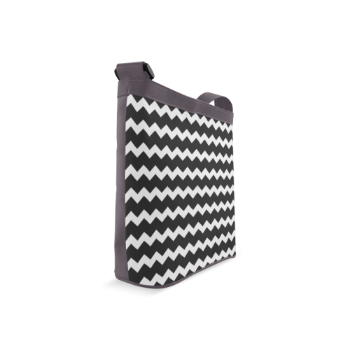Modern Trendy Pastel Grey Black Zig Zag Pattern Chevron Crossbody Bags (Model 1613)