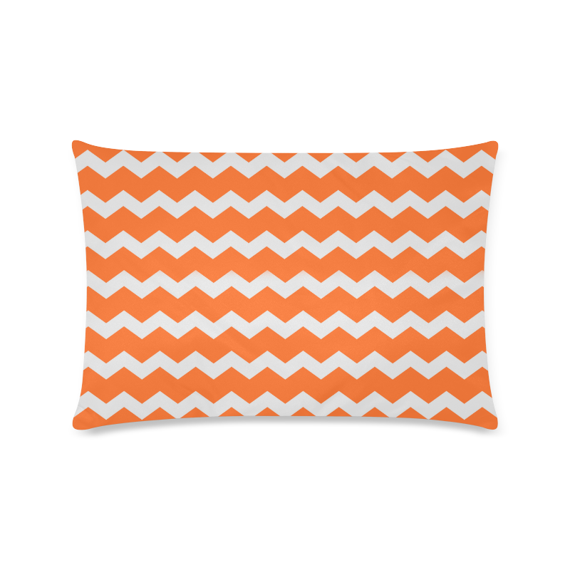 Modern Trendy Pastell Grey Orange Zig Zag Pattern Chevron Custom Zippered Pillow Case 16"x24"(Twin Sides)