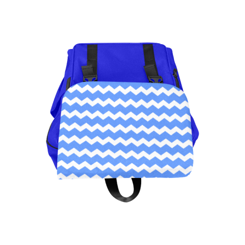 Modern Trendy Pastell Grey Blue Zig Zag Pattern Chevron Casual Shoulders Backpack (Model 1623)