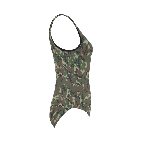 Forest Camouflage Pattern Vest One Piece Swimsuit (Model S04)