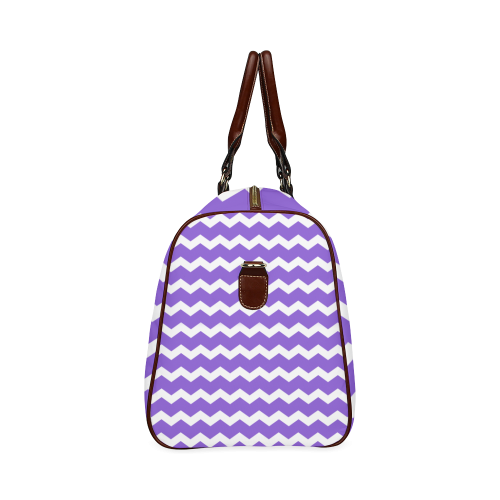 Modern Trendy Pastel Grey Lilac Zig Zag Pattern Chevron Waterproof Travel Bag/Large (Model 1639)