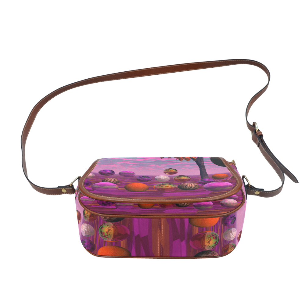 Bittersweet Opinion, Abstract Raspberry Maple Tree Saddle Bag/Large (Model 1649)