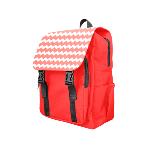 Modern Trendy Pastel Grey Red Zig Zag Pattern Chevron Casual Shoulders Backpack (Model 1623)