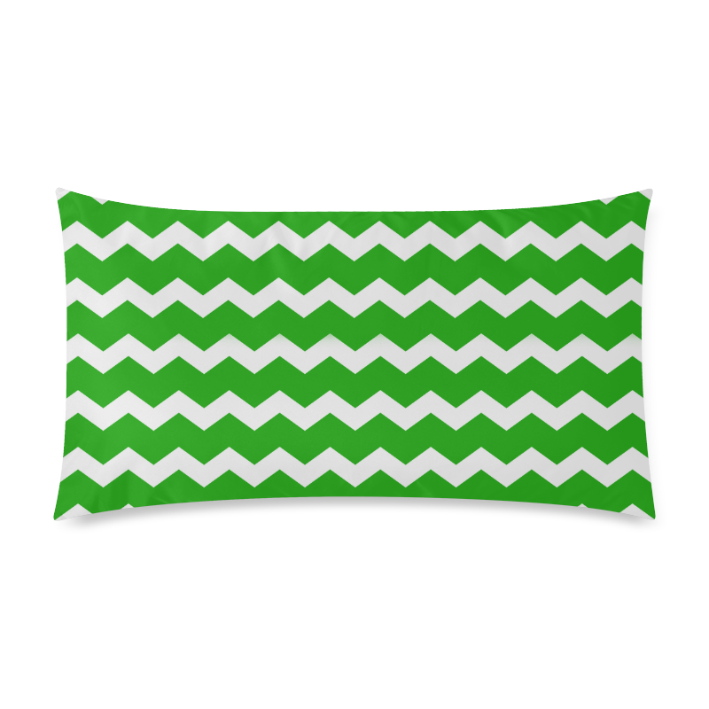 Modern Trendy Pastell Grey Green Zig Zag Pattern Chevron Rectangle Pillow Case 20"x36"(Twin Sides)