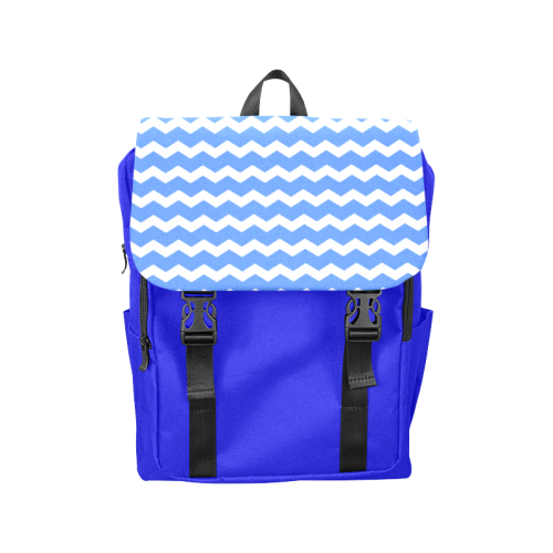 Modern Trendy Pastell Grey Blue Zig Zag Pattern Chevron Casual Shoulders Backpack (Model 1623)