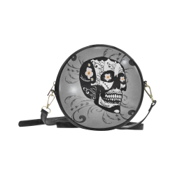 Wonderful sugar skull in black and white Round Sling Bag (Model 1647)