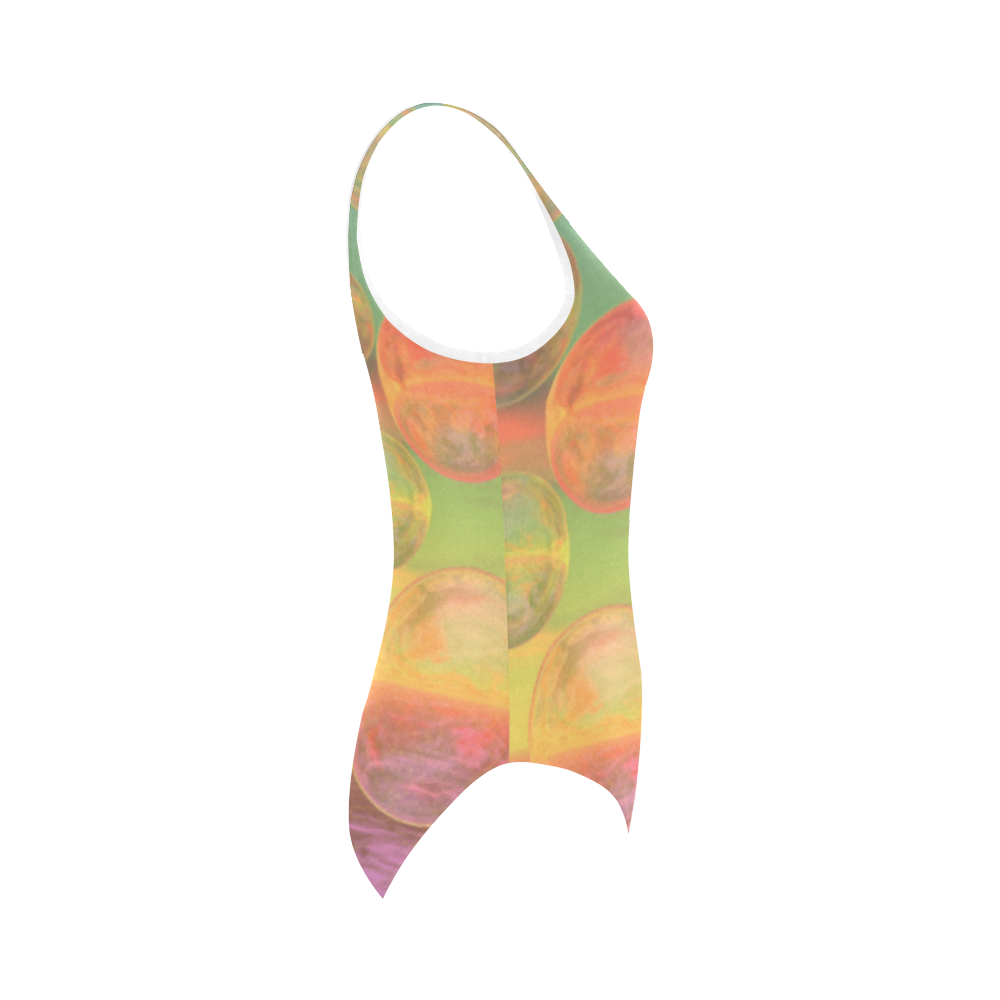 Autumn Ruminations, Abstract Gold Rose Glory Vest One Piece Swimsuit (Model S04)