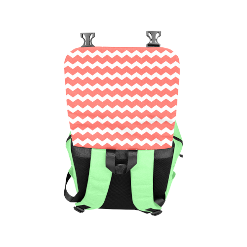 Modern Trendy Pastell Grey Red Green Zig Zag Pattern Chevron Casual Shoulders Backpack (Model 1623)