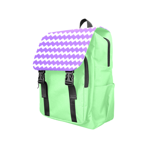 Modern Trendy Pastell Grey Green Lilac Zig Zag Pattern Chevron Casual Shoulders Backpack (Model 1623)