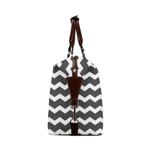 Modern Trendy Pastel Grey Black Zig Zag Pattern Chevron Classic Travel Bag (Model 1643)