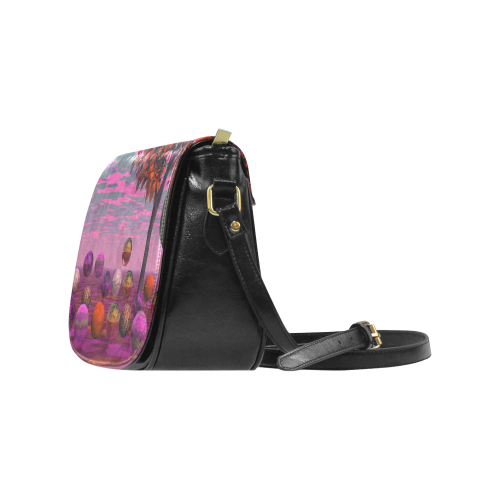 Bittersweet Opinion, Abstract Raspberry Maple Tree Classic Saddle Bag/Small (Model 1648)