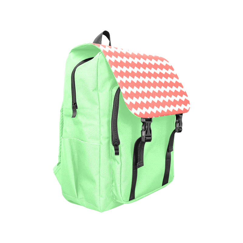 Modern Trendy Pastell Grey Red Green Zig Zag Pattern Chevron Casual Shoulders Backpack (Model 1623)