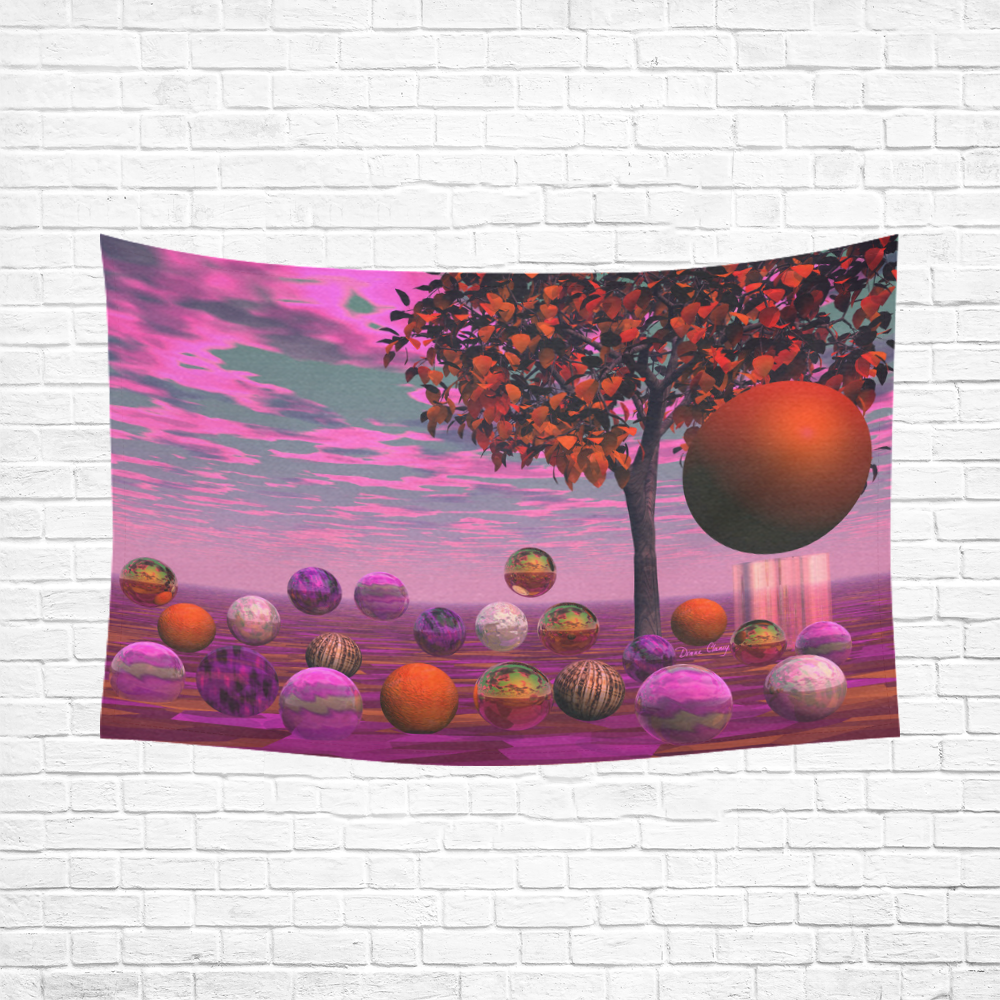 Bittersweet Opinion, Abstract Raspberry Maple Tree Cotton Linen Wall Tapestry 90"x 60"