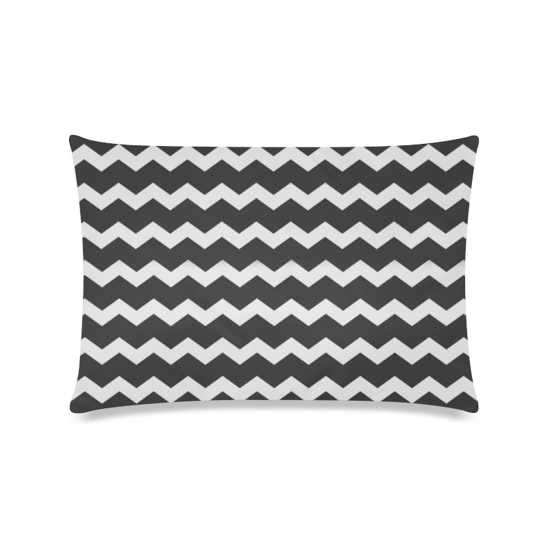 Elegant Modern Trendy Pastell Grey Black Zig Zag Pattern Chevron Custom Zippered Pillow Case 16"x24"(Twin Sides)