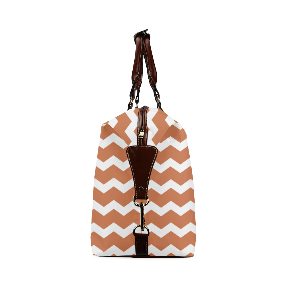 Modern Trendy Pastell Grey Ocker Zig Zag Pattern Chevron Classic Travel Bag (Model 1643)