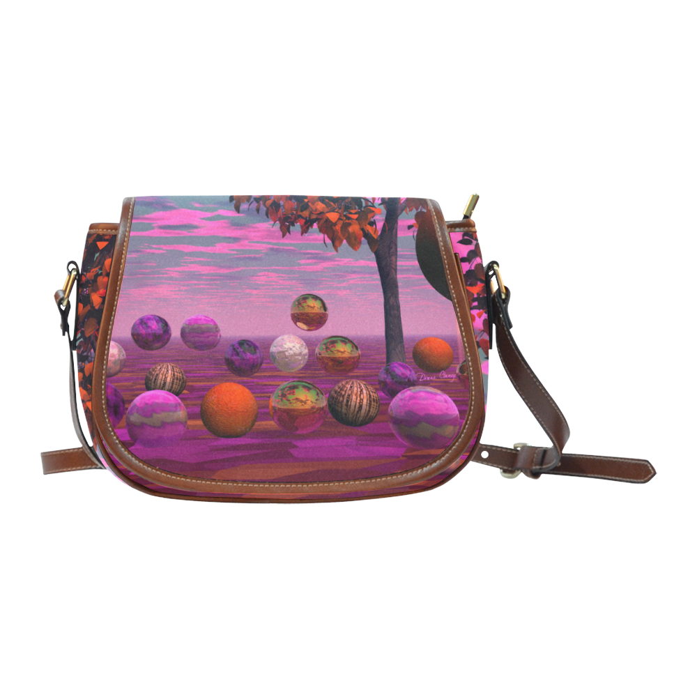 Bittersweet Opinion, Abstract Raspberry Maple Tree Saddle Bag/Small (Model 1649) Full Customization