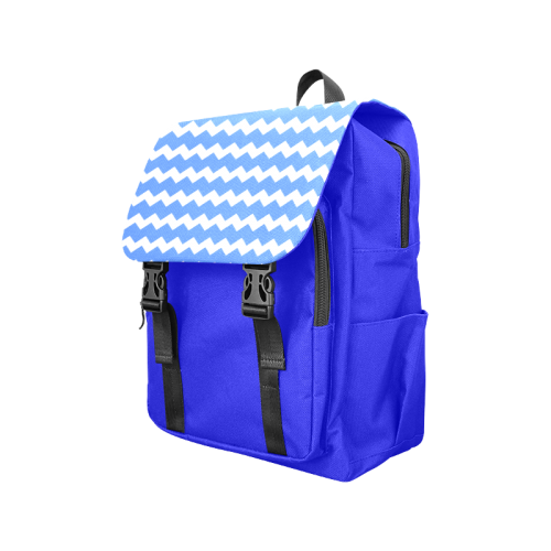 Modern Trendy Pastell Grey Blue Zig Zag Pattern Chevron Casual Shoulders Backpack (Model 1623)