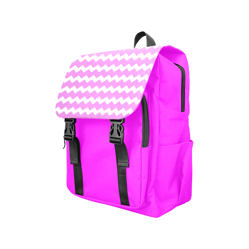 Modern Trendy Pastel Grey Pink Zig Zag Pattern Chevron Casual Shoulders Backpack (Model 1623)