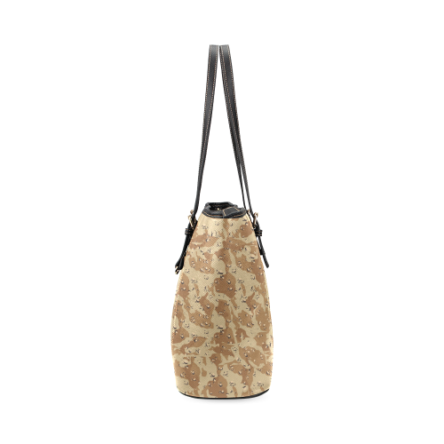 Desert Camouflage Pattern Leather Tote Bag/Small (Model 1640)