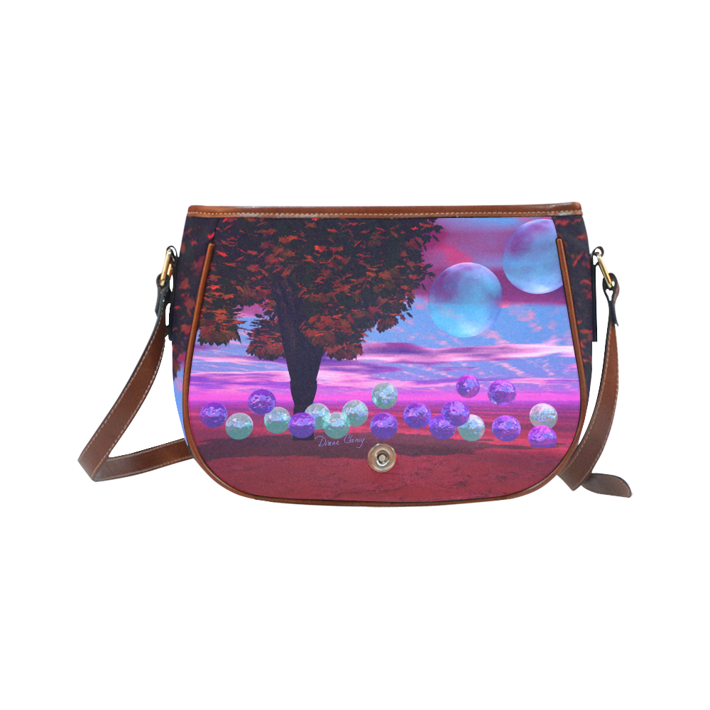 Bubble Garden, Abstract Rose  Azure Wisdom Saddle Bag/Small (Model 1649) Full Customization