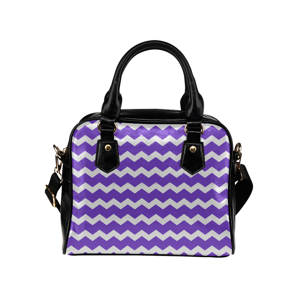 Modern Trendy Pastell Grey Lilac Zig Zag Pattern Chevron Shoulder Handbag (Model 1634)