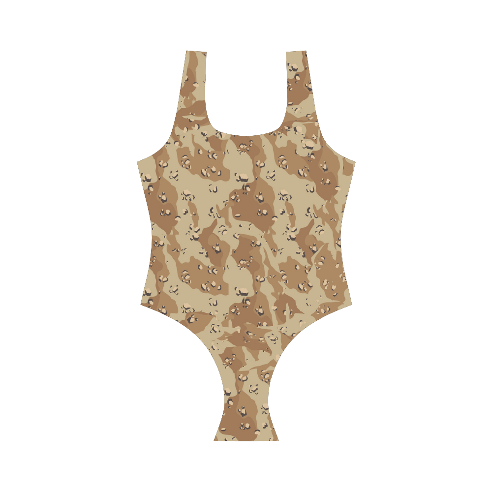 Desert Camouflage Pattern Vest One Piece Swimsuit (Model S04)