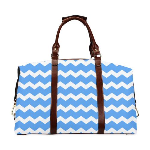 Modern Trendy Pastel Grey Blue Zig Zag Pattern Chevron Classic Travel Bag (Model 1643)