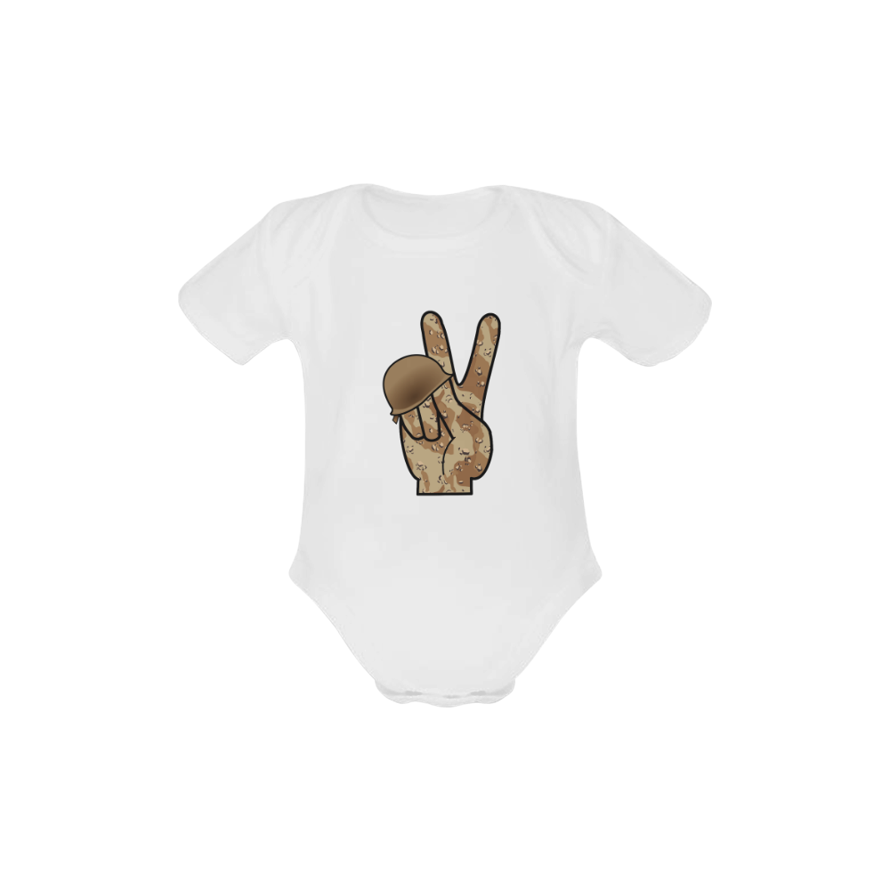 Desert Camouflage Peace Sign Baby Powder Organic Short Sleeve One Piece (Model T28)