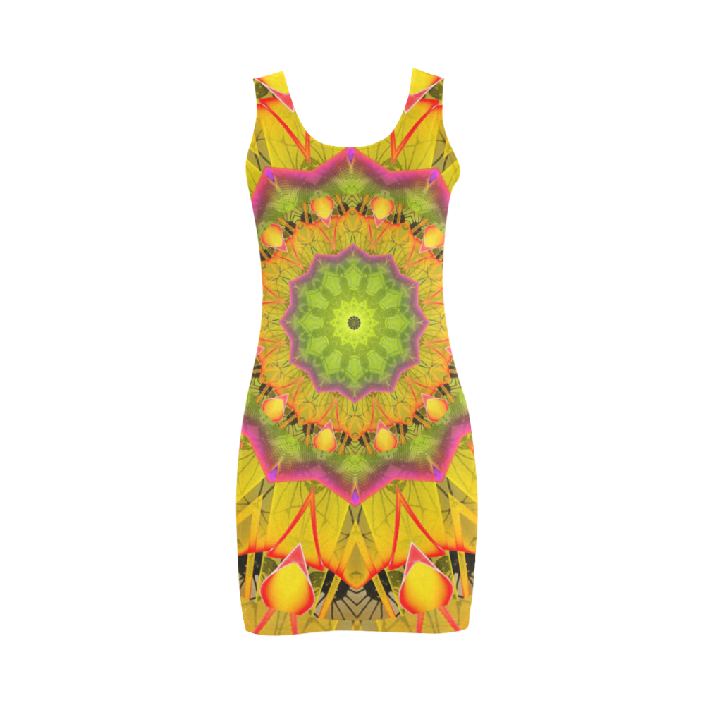 Beach Grass Golden Red Foliage Abstract Fall Days Medea Vest Dress (Model D06)