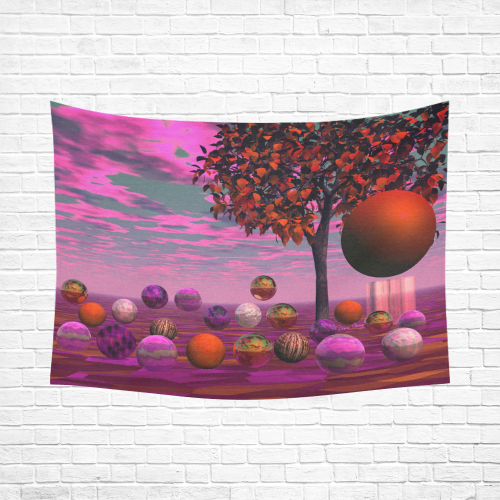 Bittersweet Opinion, Abstract Raspberry Maple Tree Cotton Linen Wall Tapestry 80"x 60"