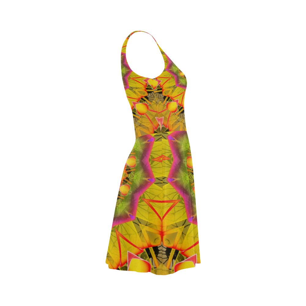 Beach Grass Golden Red Foliage Abstract Fall Days Atalanta Sundress (Model D04)