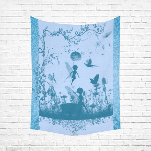 Beautiful fairy in blue colors Cotton Linen Wall Tapestry 60"x 80"