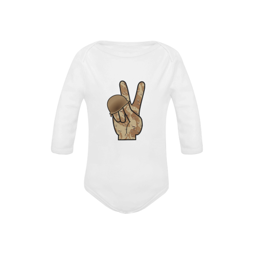 Desert Camouflage Peace Sign Baby Powder Organic Long Sleeve One Piece (Model T27)