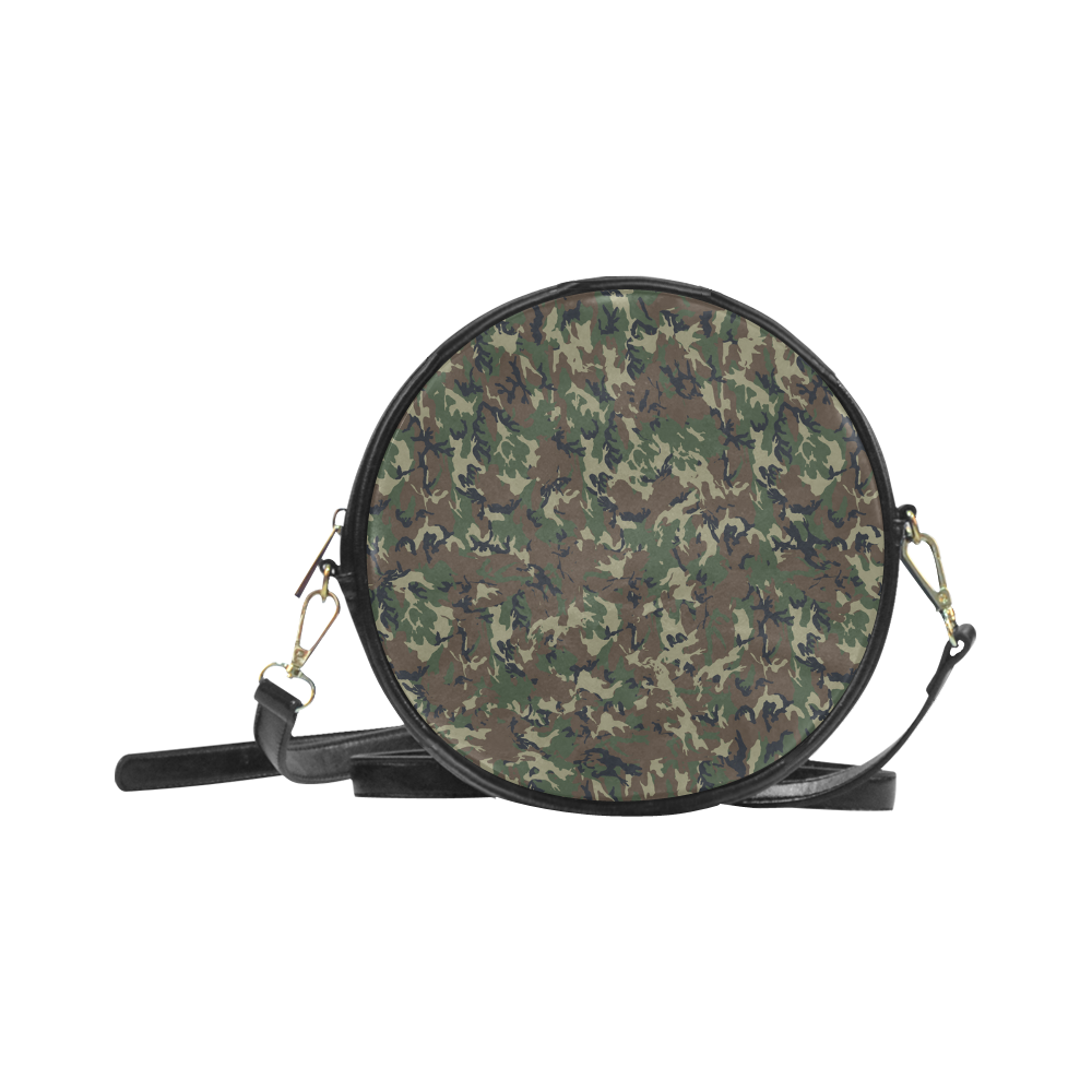 Forest Camouflage Pattern Round Sling Bag (Model 1647)