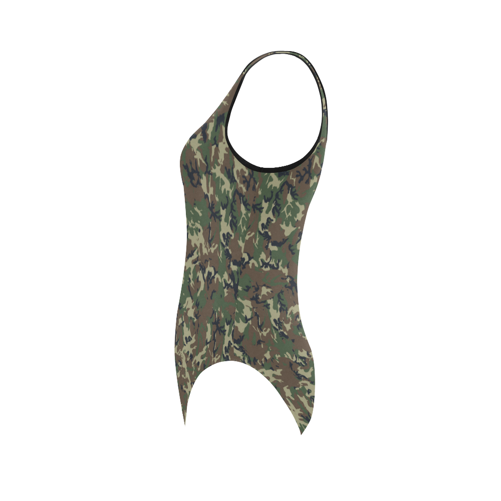 Forest Camouflage Pattern Vest One Piece Swimsuit (Model S04)