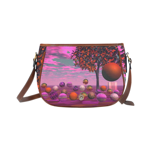 Bittersweet Opinion, Abstract Raspberry Maple Tree Saddle Bag/Large (Model 1649)