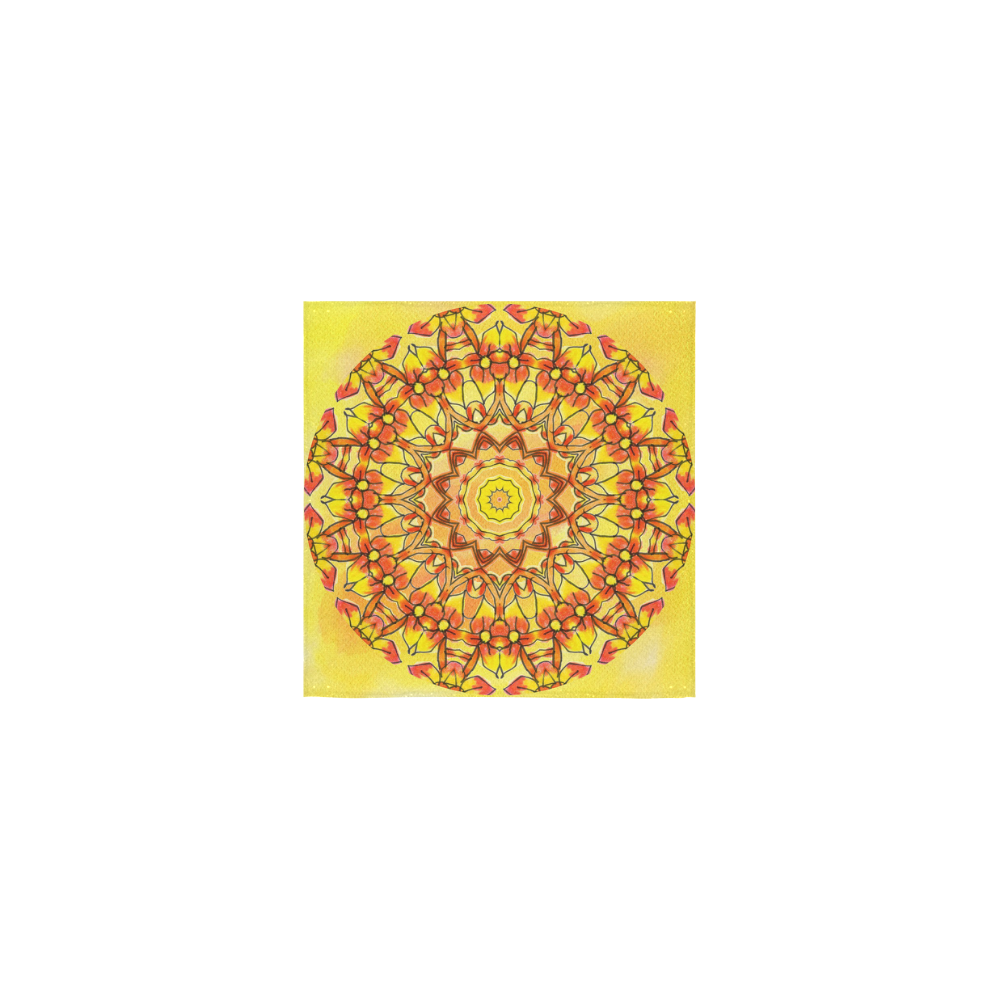 Orange Yellow Sunflower Mandala Red Zendoodle Square Towel 13“x13”