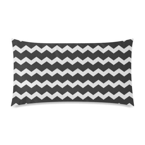 Elegant Modern Trendy Pastell Grey Black Zig Zag Pattern Chevron Rectangle Pillow Case 20"x36"(Twin Sides)