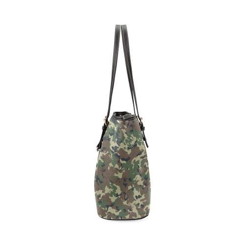 Forest Camouflage Pattern Leather Tote Bag/Small (Model 1640)