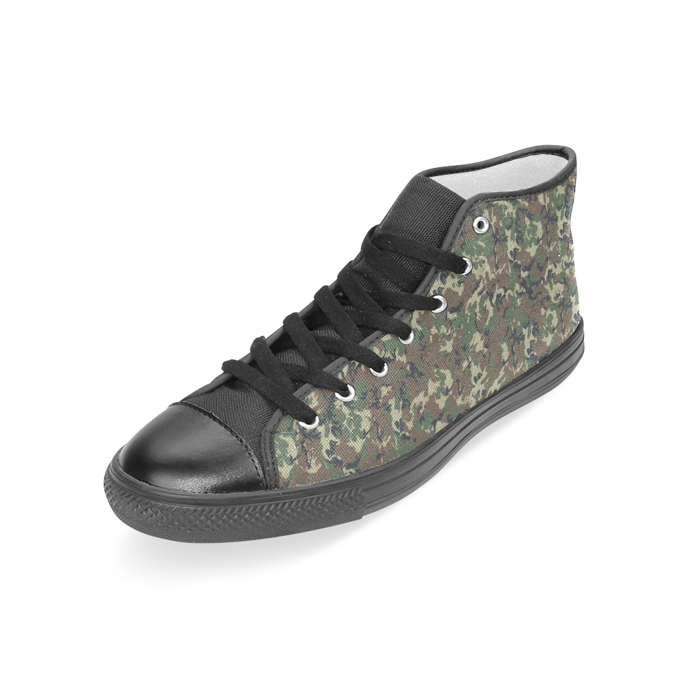 Forest Camouflage Pattern Women's Classic High Top Canvas Shoes (Model 017)